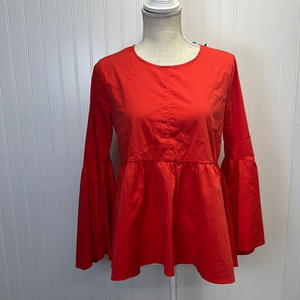 Harlowe & Graham Peplum‎ Bell Sleeve Blouse Sz XS